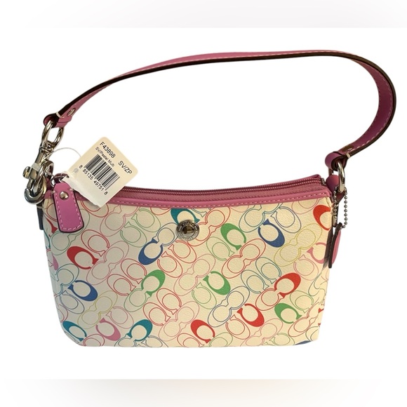 Vintage Coach Red and Pink Shoulder Bag with Signature Print - Picture 8 of 13